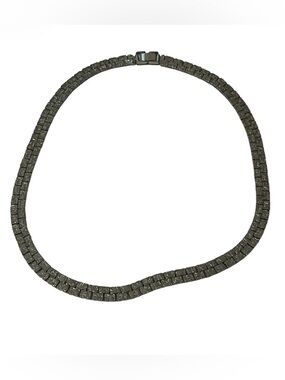 Silver Tone Square Link Necklace
